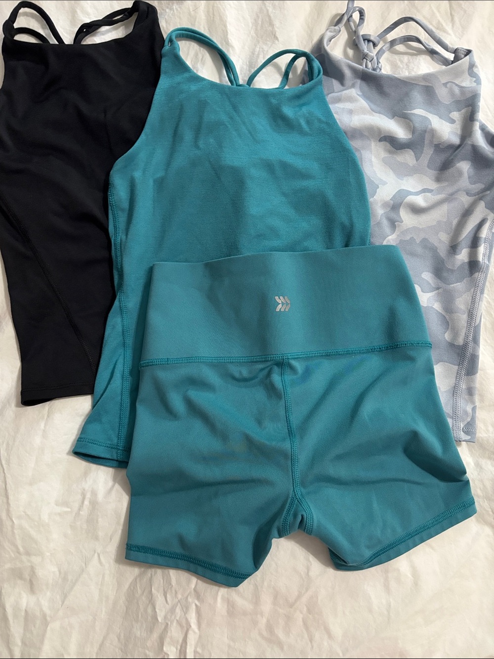 all in motion Kids Active Tank Tops & Shorts Set in Teal, Black, Gray Camo